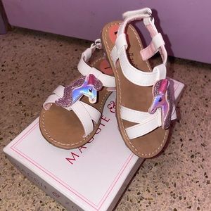 Brand new in box Baby Girl/Toddler Girl white iridescent unicorn sandals size 7